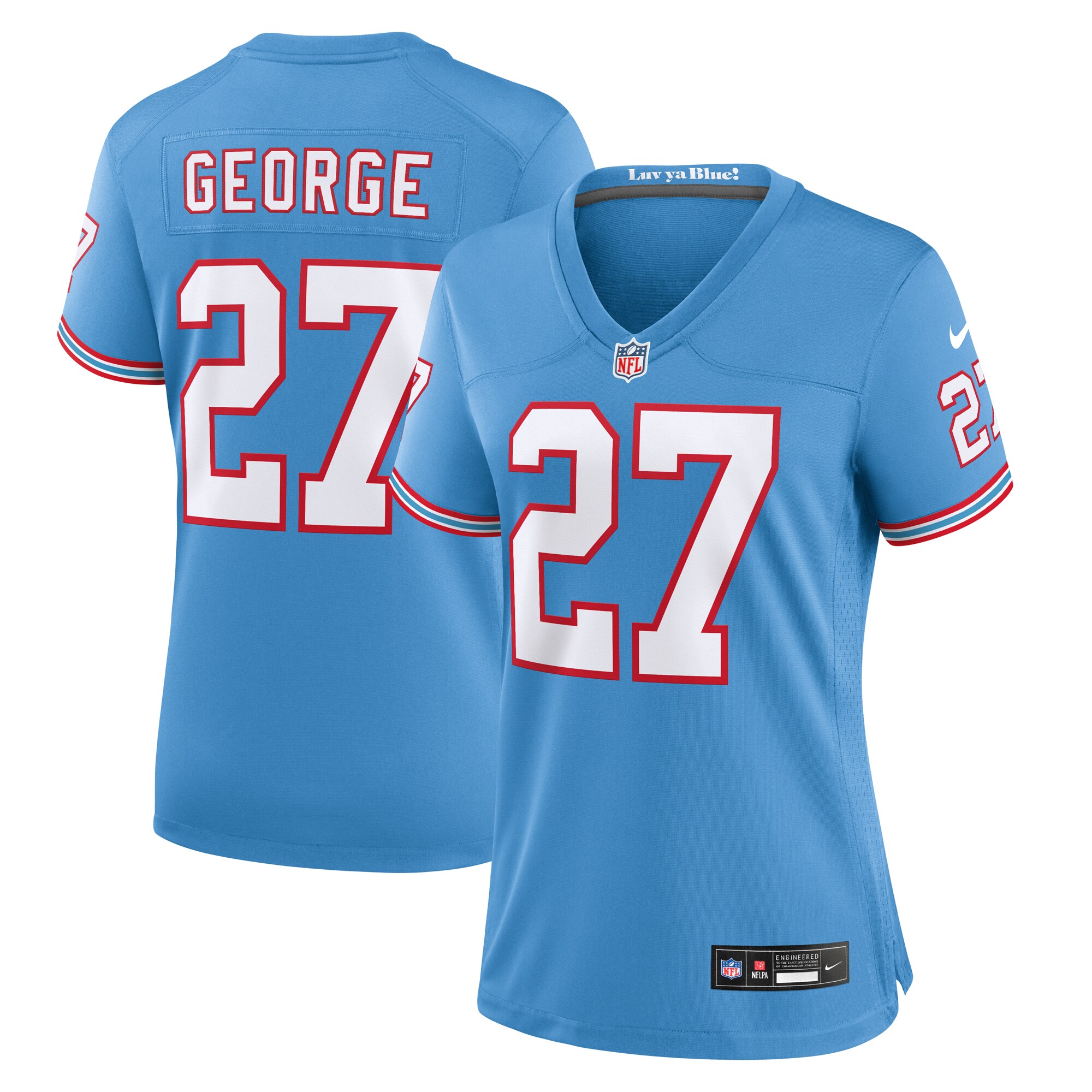 Tennessee Titans Eddie George Light Blue Oilers Throwback Retired Player Game NFL Jersey Women's