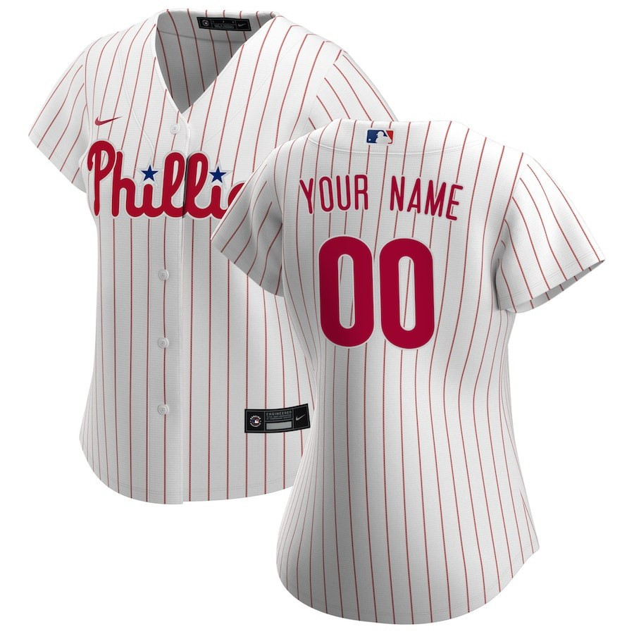 Philadelphia Phillies Home Custom White MLB Jersey Women's