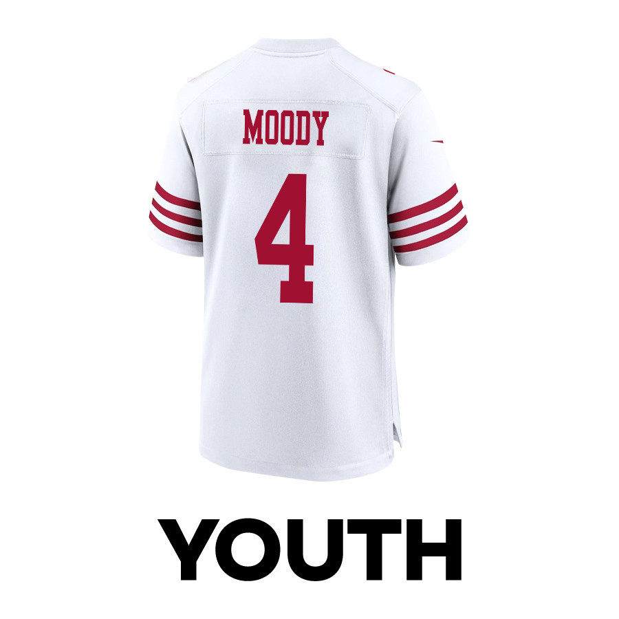 Jake Moody 4 San Francisco 49ers Super Bowl LVIII Patch Game White NFL Jersey Youth