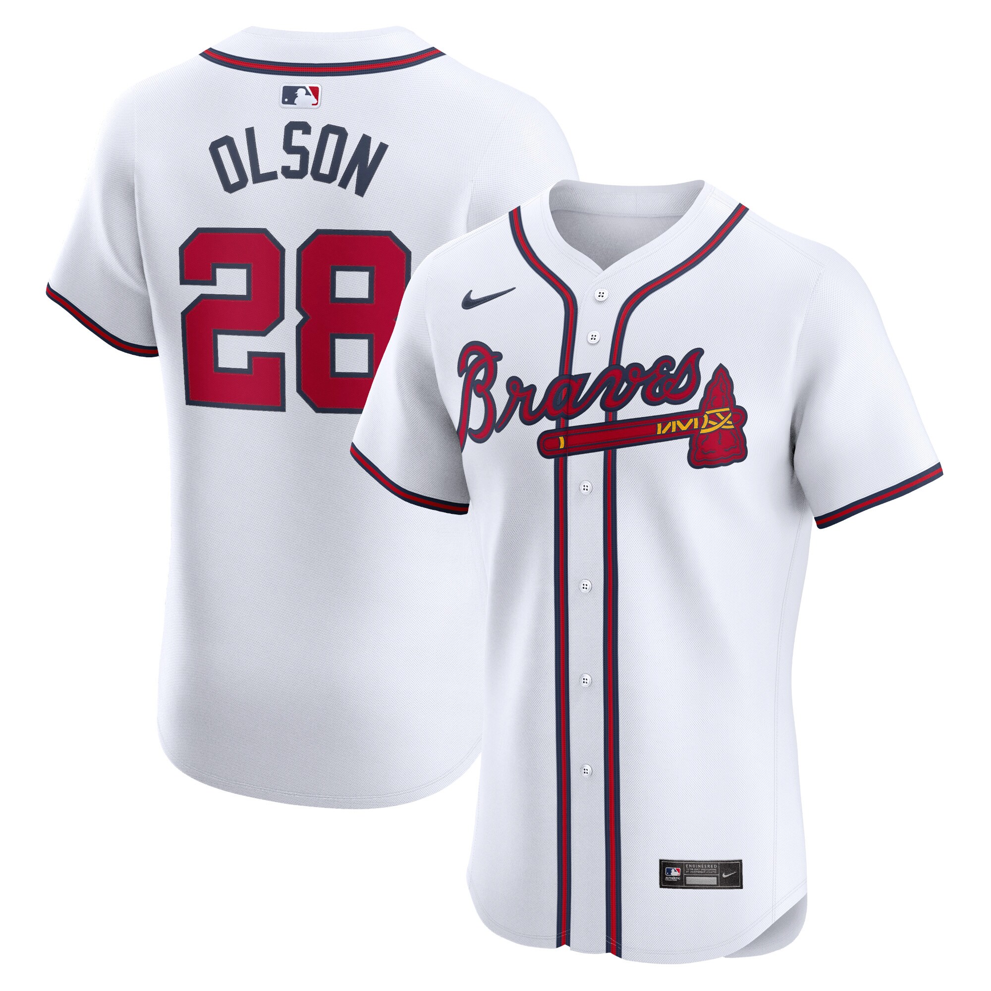 Atlanta Braves Matt Olson White Home Elite Player MLB Jersey Men's