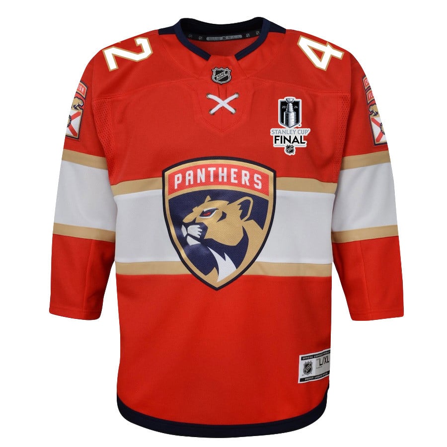 Gustav Forsling 42 Florida Panthers 2024 STANLEY CUP Final Home Breakaway Red NHL Jersey Youth
