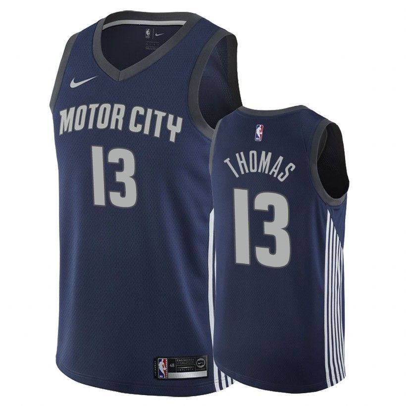 Detroit Pistons Khyri Thomas 13 City Navy NBA Jersey Men's