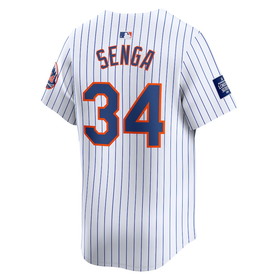 Kodai Senga 34 New York Mets 2024 World Tour London Series Home Limited Player White MLB Jersey Men's