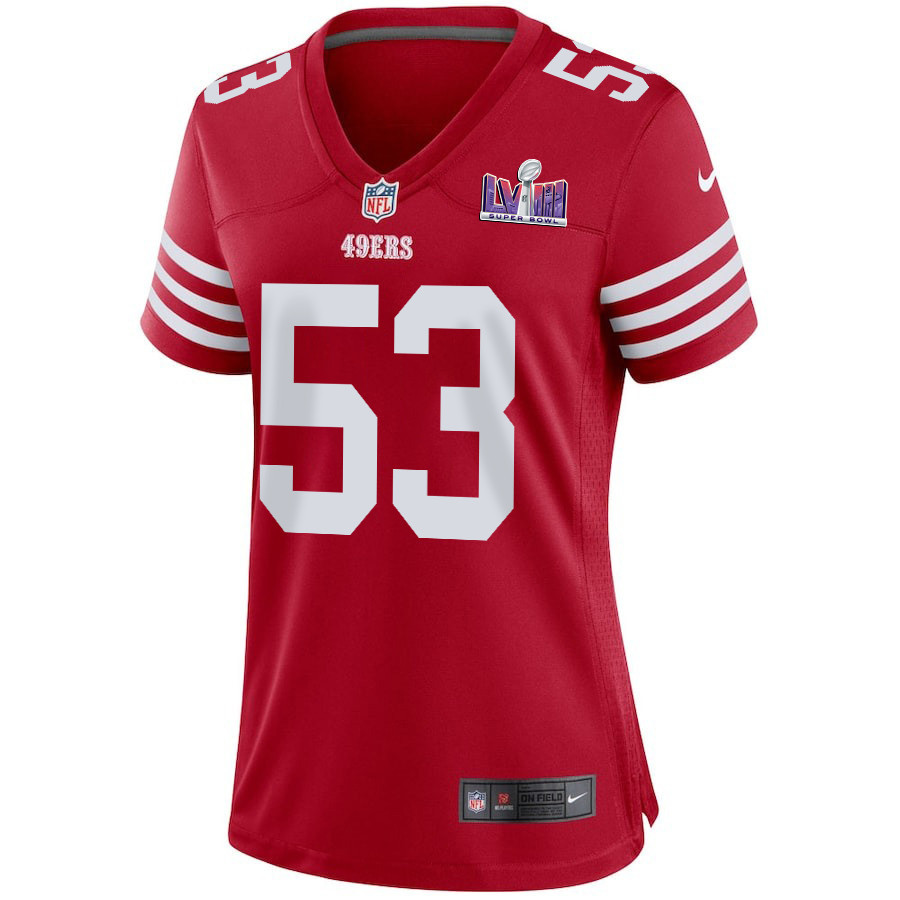 Dee Winters 53 San Francisco 49ers Super Bowl LVIII Patch Game Scarlet NFL Jersey Women's