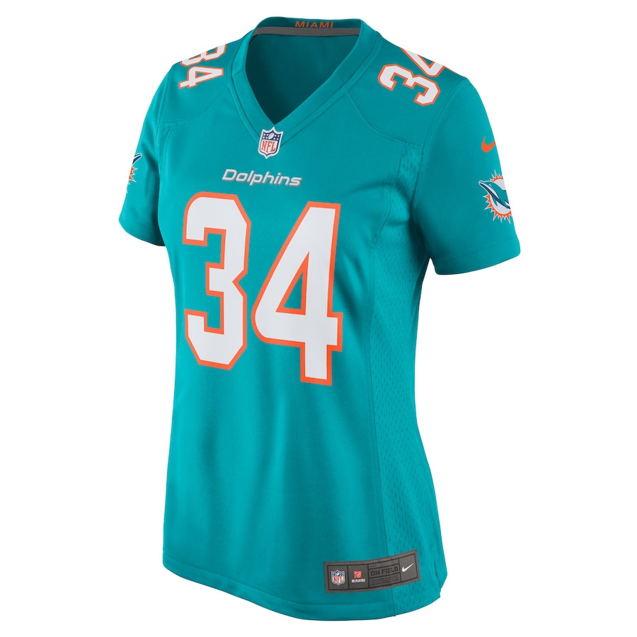 Tino Ellis 34 Miami Dolphins Home Game Aqua NFL Jersey Women's