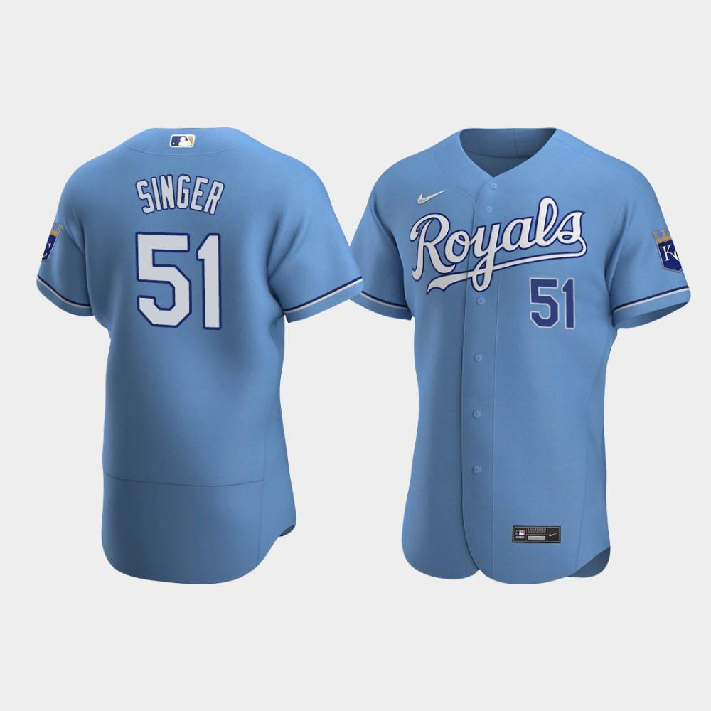 Brady Singer 51 Kansas City Royals Light Blue Alternate MLB Jersey Men's