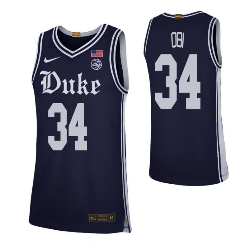 34 Sean Obi Navy Elite Duke Blue Devils NCAA Jersey Men's