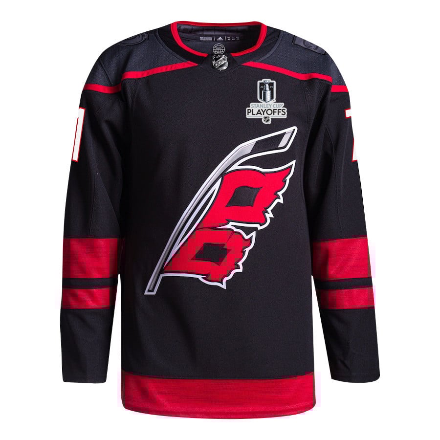 Jesper Fast 71 Carolina Hurricanes 2024 Playoffs Patch Home Black NHL Jersey Men's