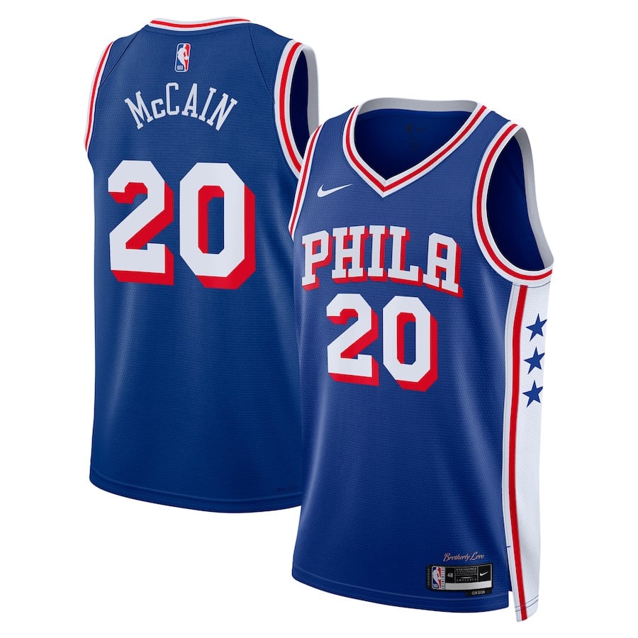 Jared McCain 20 Philadelphia 76ers Swingman Icon Edition Royal NBA Jersey Men's