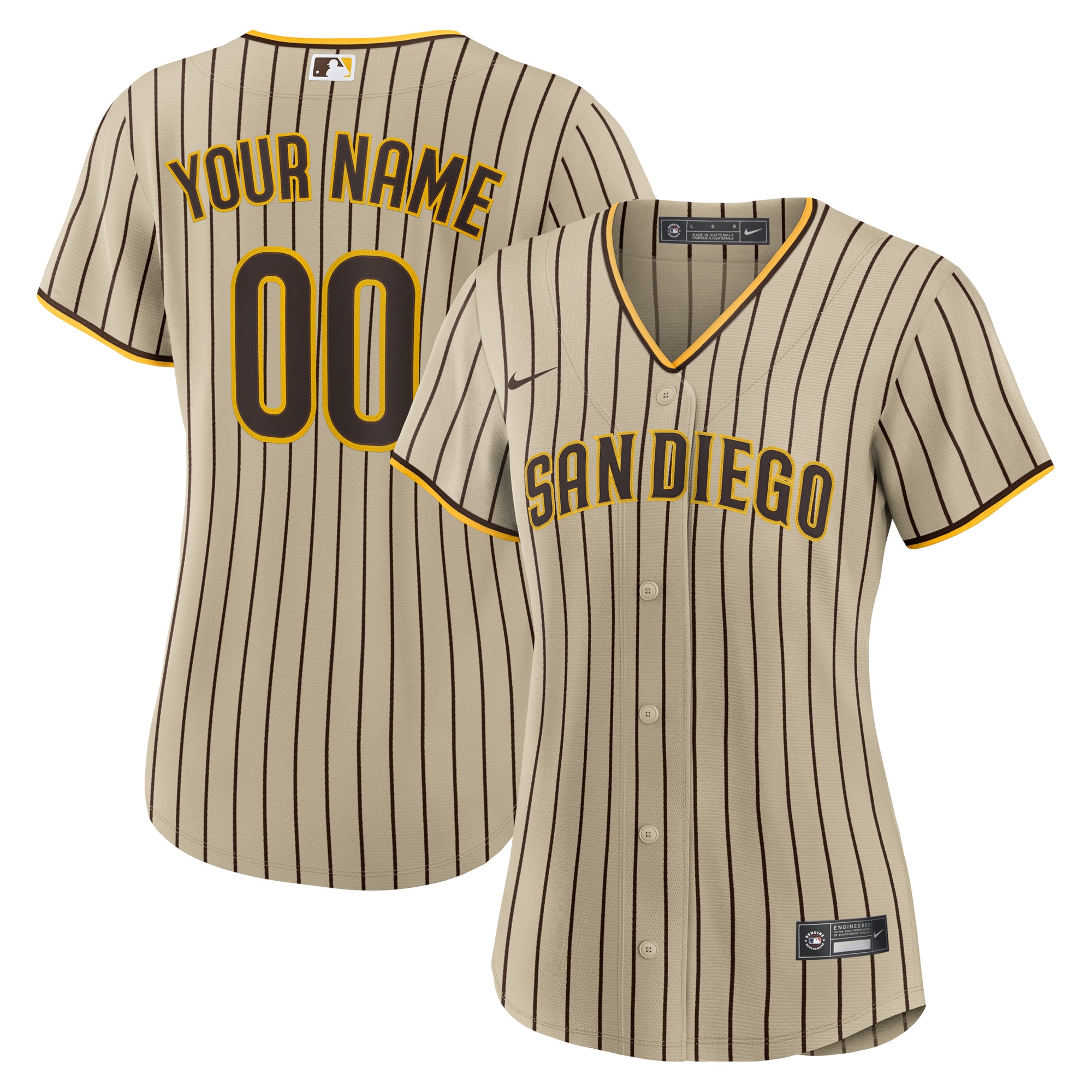 San Diego Padres Brown Road Custom MLB Jersey Women's