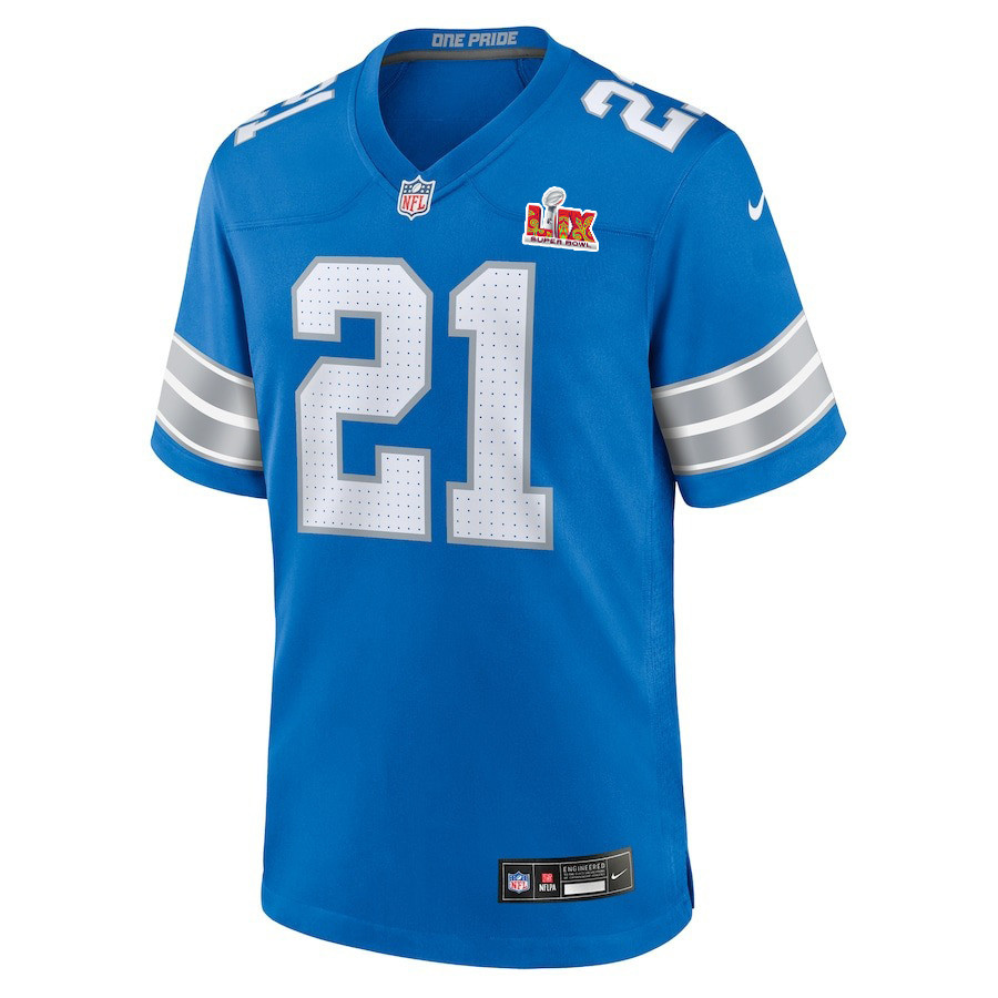 Amik Robertson #21 Detroit Lions Super Bowl LIX Blue NFL Jersey Youth
