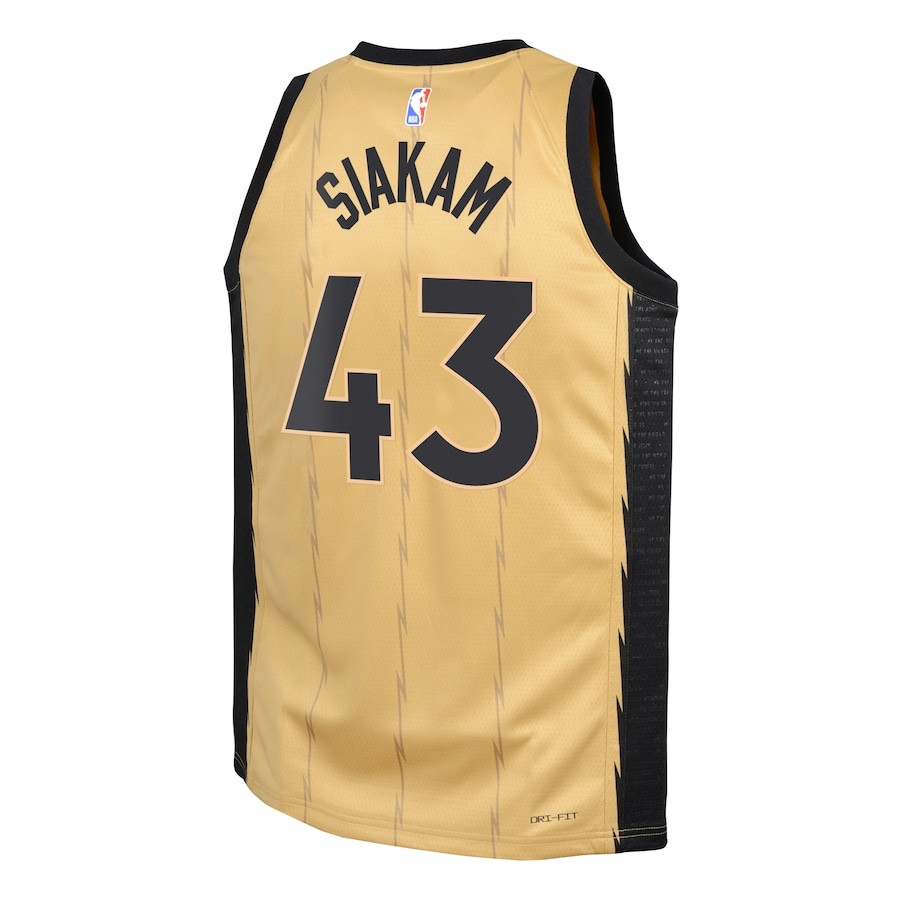 Pascal Siakam 43 Toronto Raptors 2023/24 City Edition Swingma Gold NBA Jersey Youth