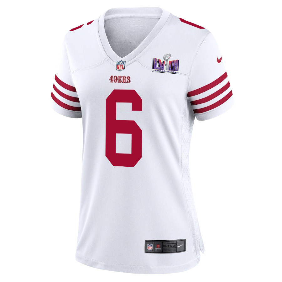 Danny Gray 6 San Francisco 49ers Super Bowl LVIII Patch Game White NFL Jersey Women's