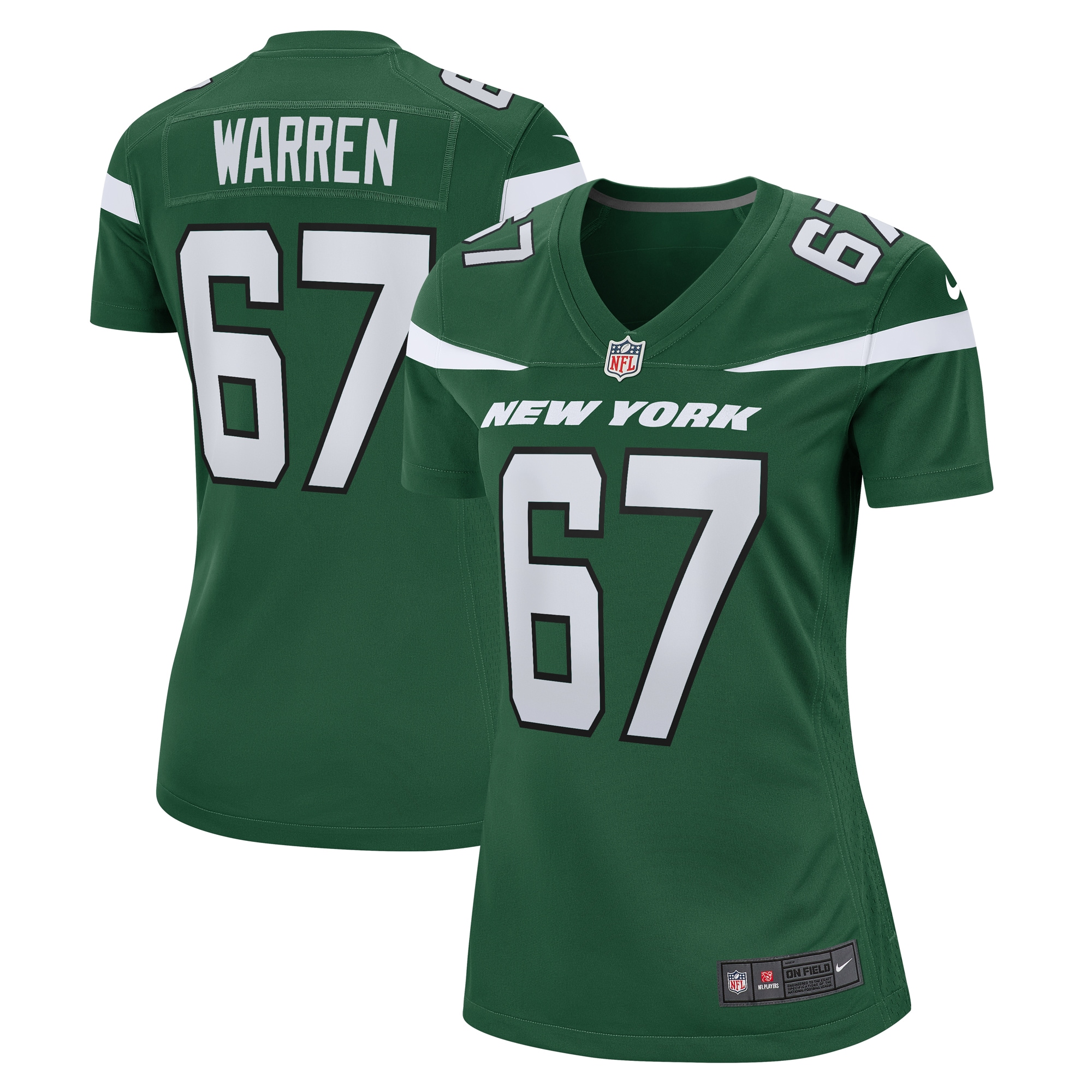 New York Jets Carter Warren Gotham Green Game NFL Jersey Women's
