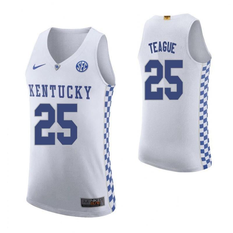 25 Marquis Teague Roa White Elite Kentucky Wildcats NCAA Jersey Men's