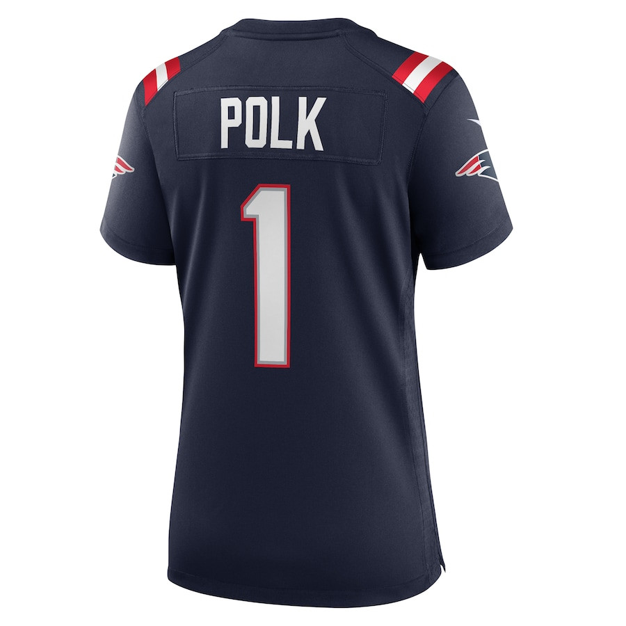 Ja'Lynn Polk 1 New England Patriots Team Game Navy NFL Jersey Women's