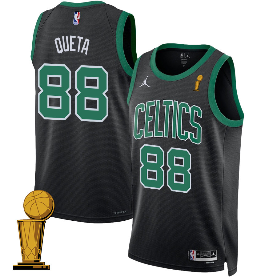 Neemias Queta 88 Boston Celtics 2024 FINALS CHAMPIONS Swingman Statement Edition Black NBA Jersey Men's