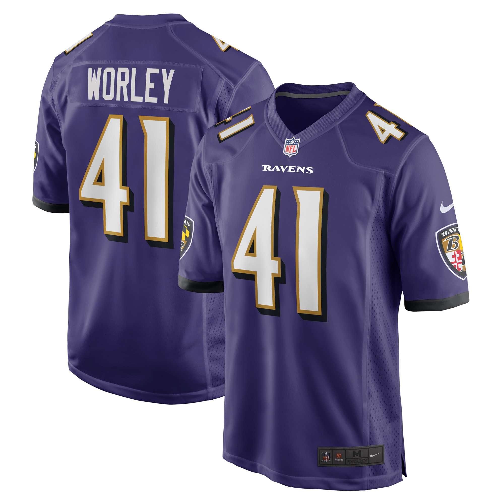 Baltimore Ravens Daryl Worley Purple Game Player NFL Jersey Men's