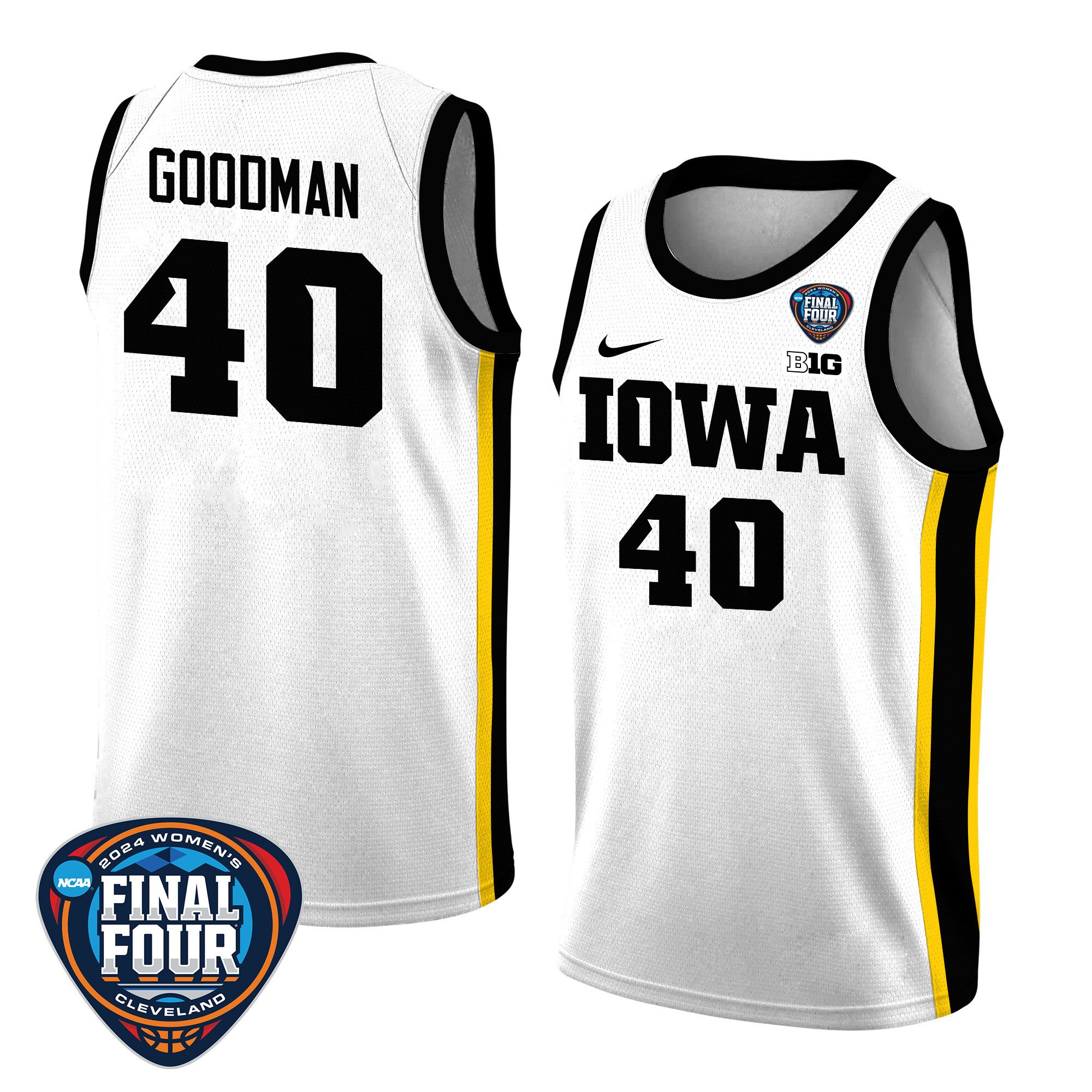 Sharon Goodman 40 Iowa Hawkeyes 2024 Final Four Patch Unisex NCAA Jersey Unisex