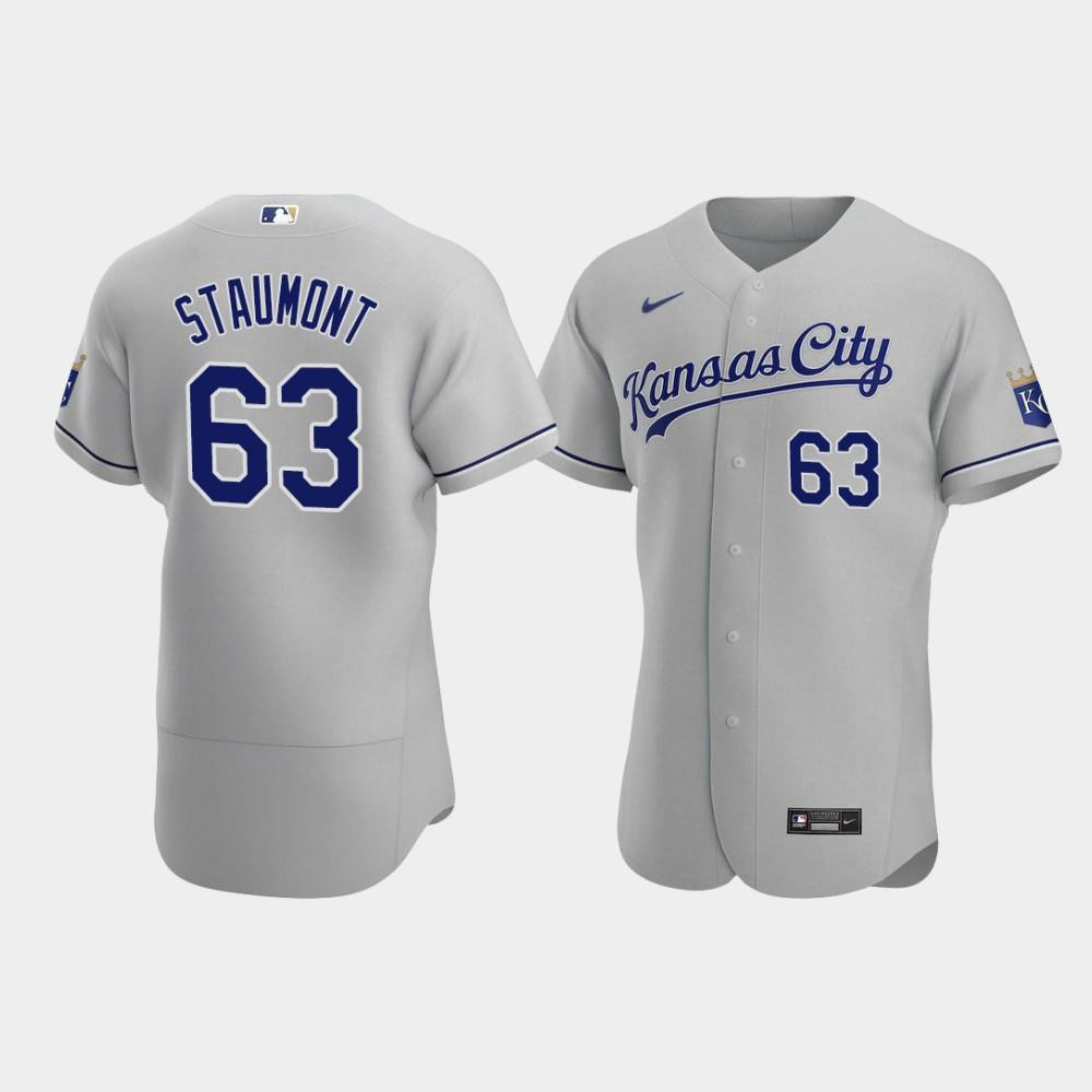 Josh Staumont 63 Kansas City Royals Gray Road MLB Jersey Men's