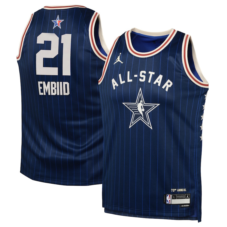 Joel Embiid 21 2024 All Star Game Swingma Navy NBA Jersey Youth