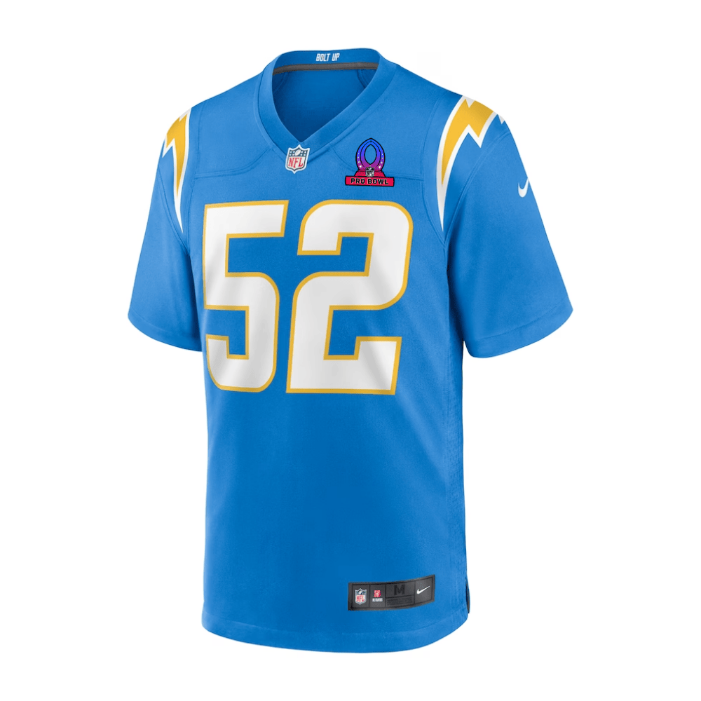 Khalil Mack 52 Los Angeles Chargers 2025 Pro Bowl Patch Game Powder Blue NFL Jersey Men's