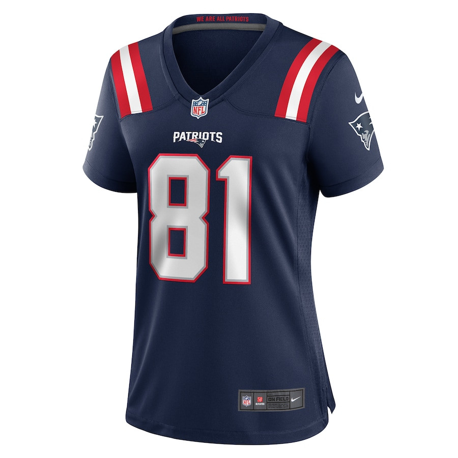 Austin Hooper 81 New England Patriots Team Game Navy NFL Jersey Women's