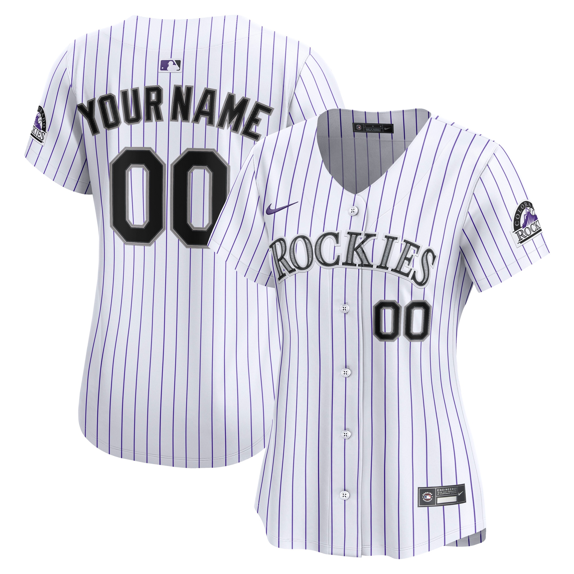 Colorado Rockies White Home Limited Custom MLB Jersey Women's