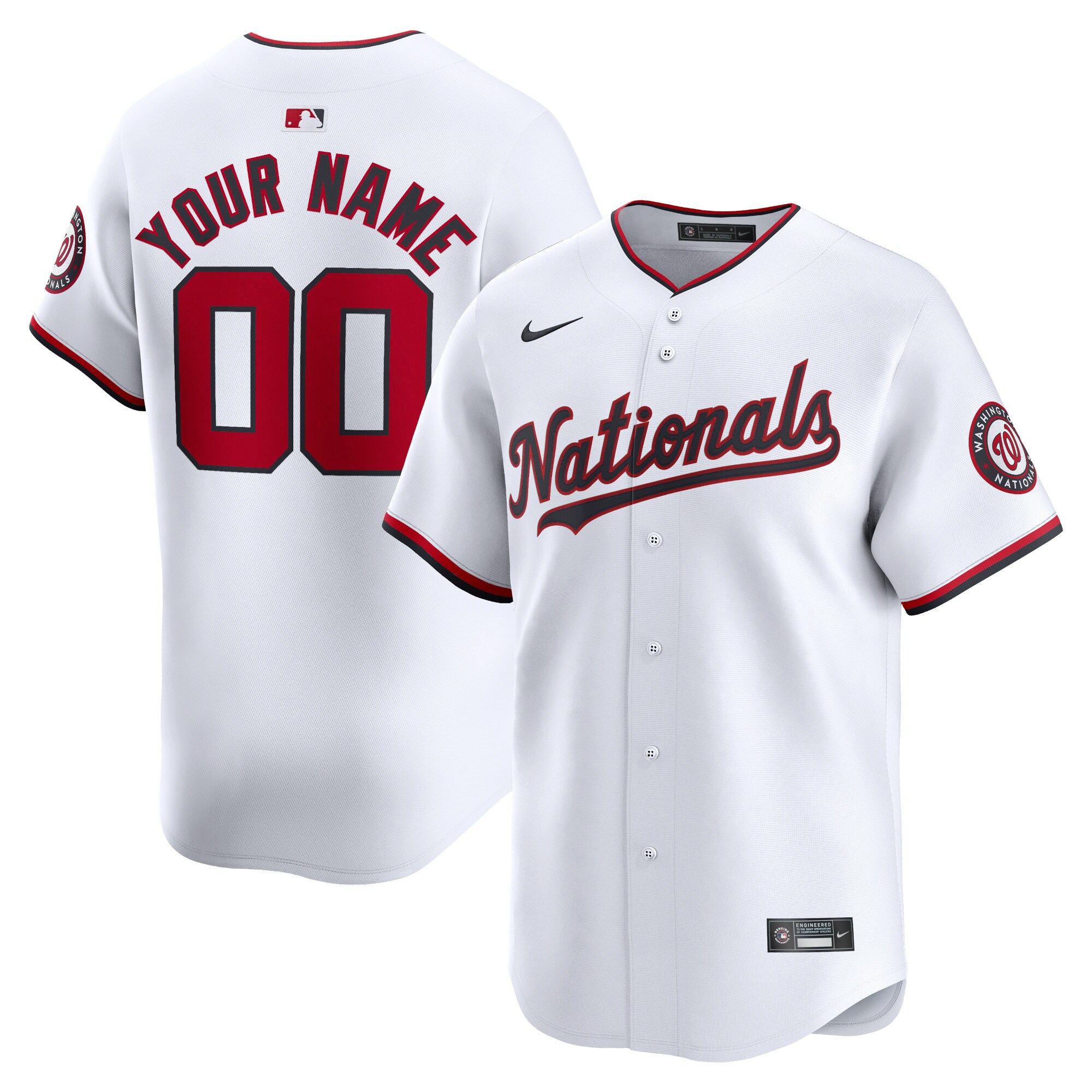 Washington Nationals White Home Limited Custom MLB Jersey Youth
