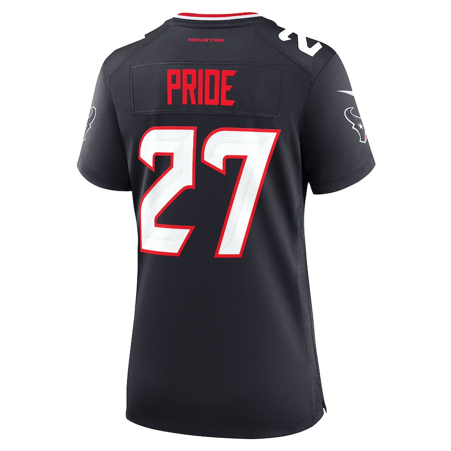 Troy Pride 27 Houston Texans Team Game Navy NFL Jersey Women's