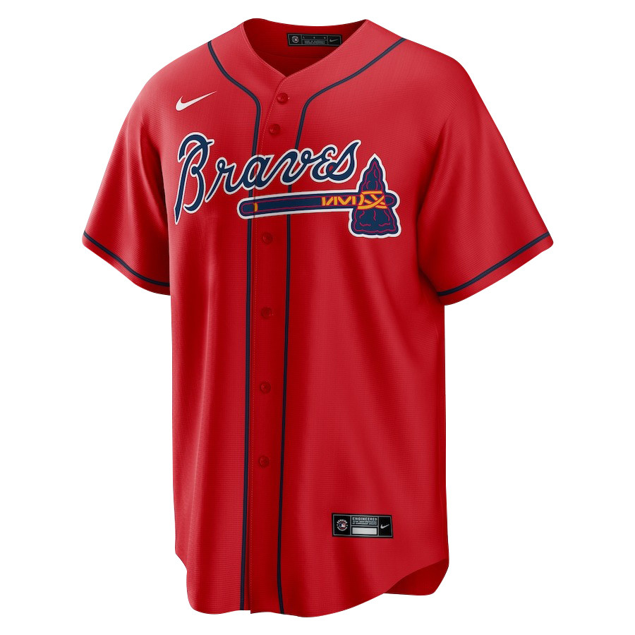 Ronald Acu?a Jr. 13 Atlanta Braves Signed MVP 2023 Alternate Player Red MLB Jersey Men's