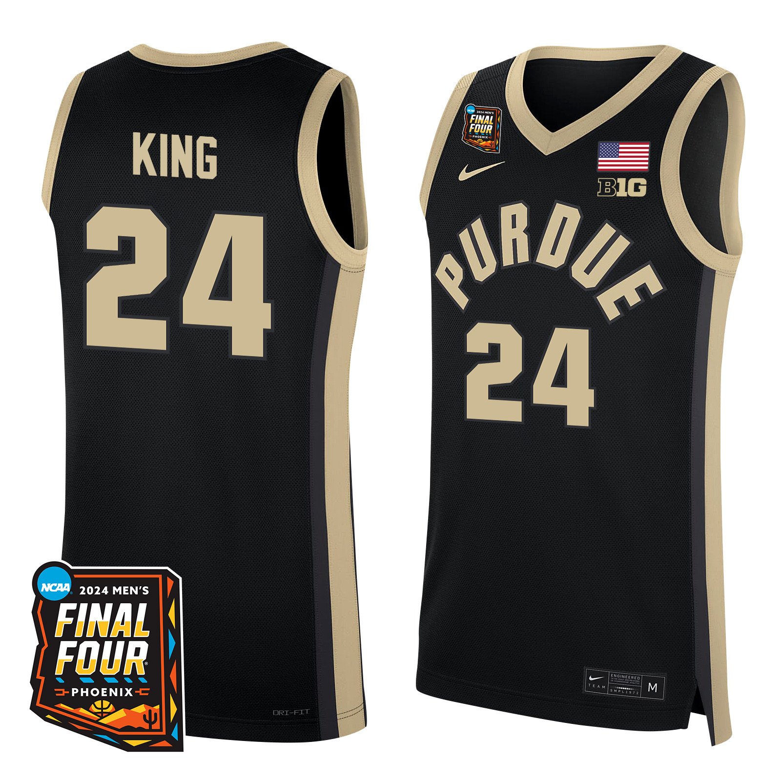 Sam King 24 Purdue Boilermakers 2024 Final Four Patch Unisex NCAA Jersey Unisex