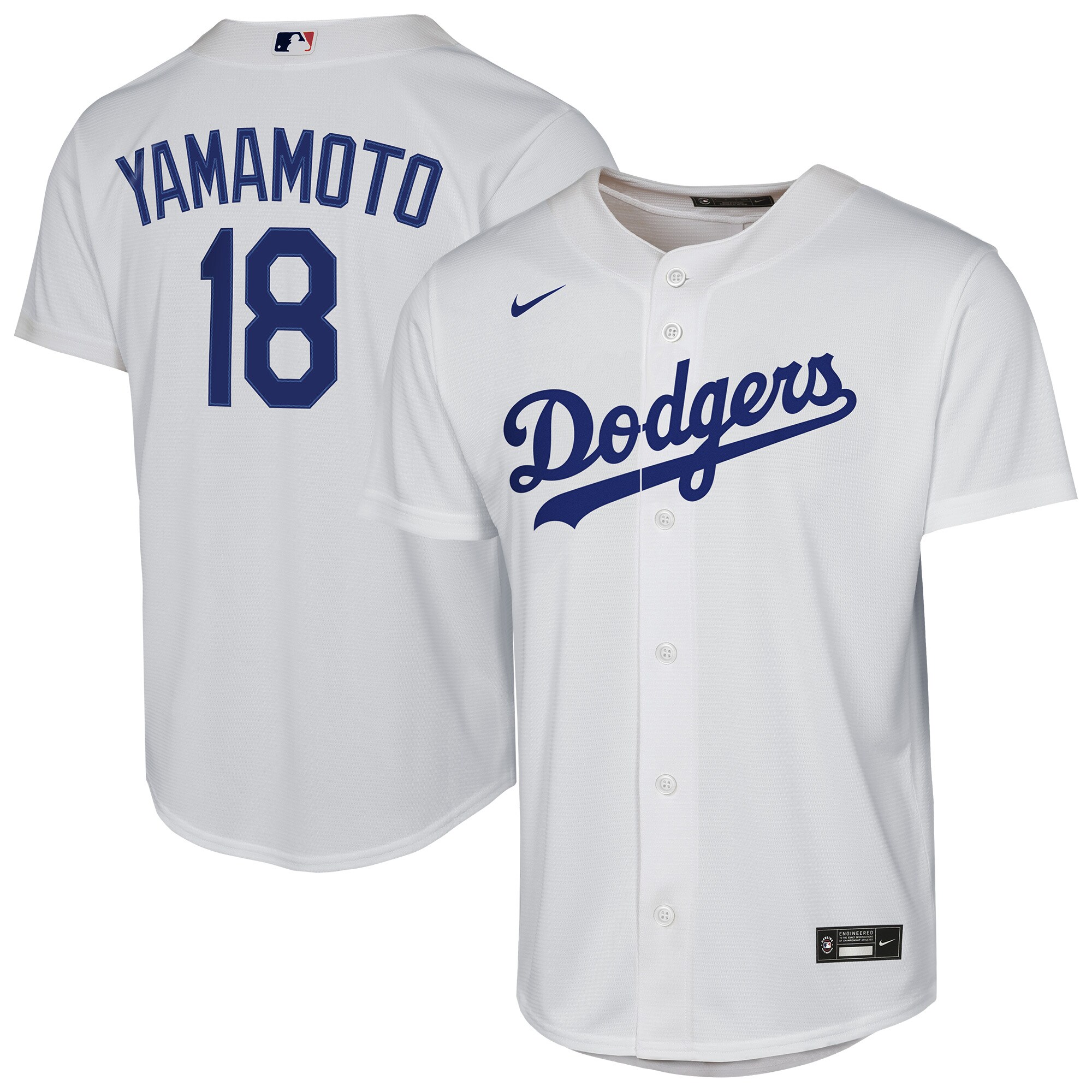 Los Angeles Dodgers Yoshinobu Yamamoto White Home Player MLB Jersey Youth
