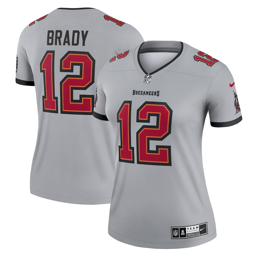 Tom Brady 12 Tampa Bay Buccaneers Inverted Legend Gray NFL Jersey Women's