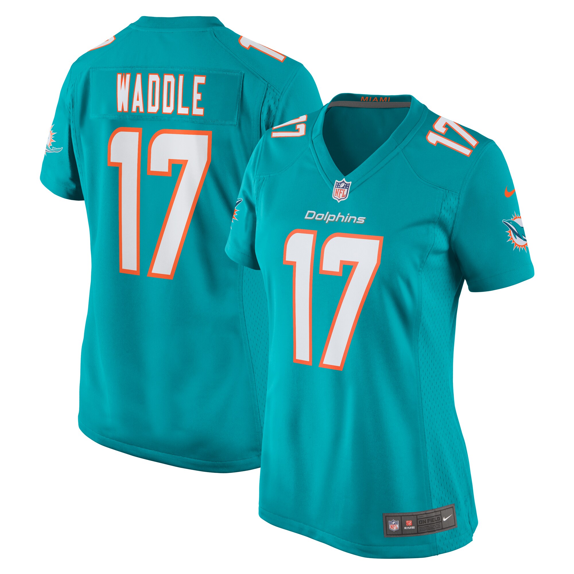 Miami Dolphins Jaylen Waddle Aqua Game Player NFL Jersey Women's