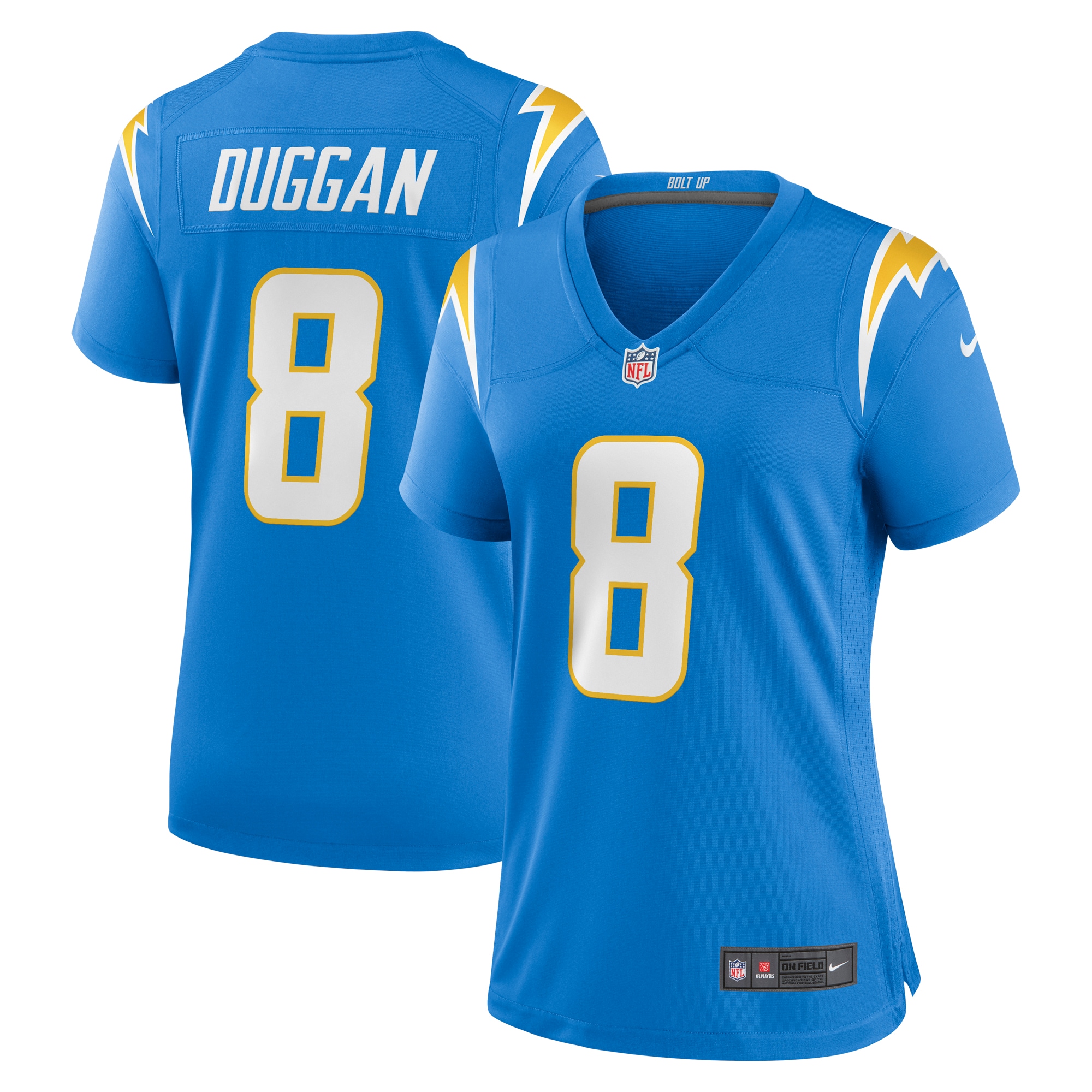 Los Angeles Chargers Max Duggan Powder Blue Team Game NFL Jersey Women's