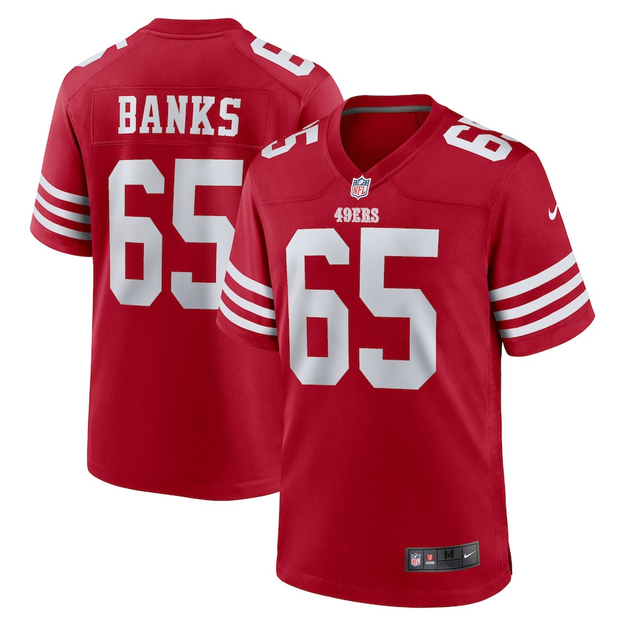 Aaron Banks 65 San Francisco 49ers Game Scarlet NFL Jersey Men's