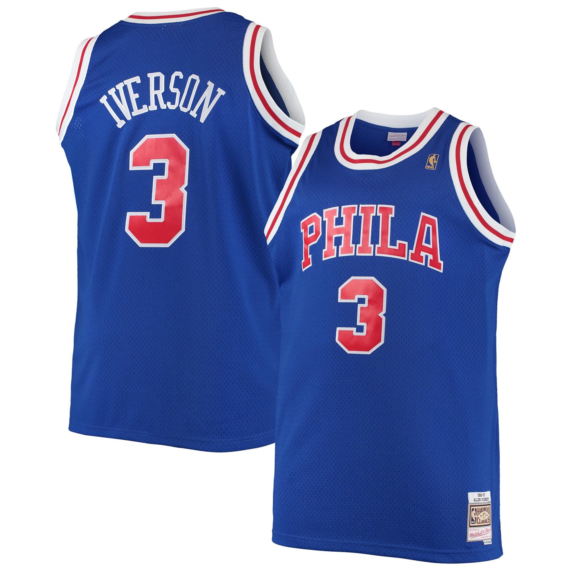 Mitchell Ness Allen Iverson Royal Philadelphia 76ers 1996/97 Big Tall Hardwood Classics Swingman NBA Jersey Men's