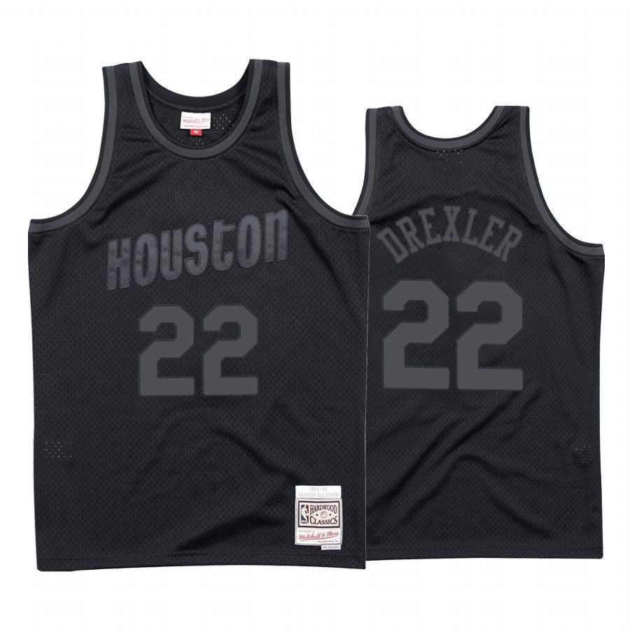 Houston Rockets Clyde Drexler 22 Black Tonal NBA Jersey Men's