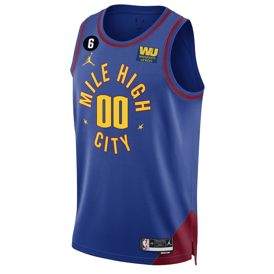 Custom 00 Denver Nuggets Final Champions 2023 Swingman Blue NBA Jersey Men's