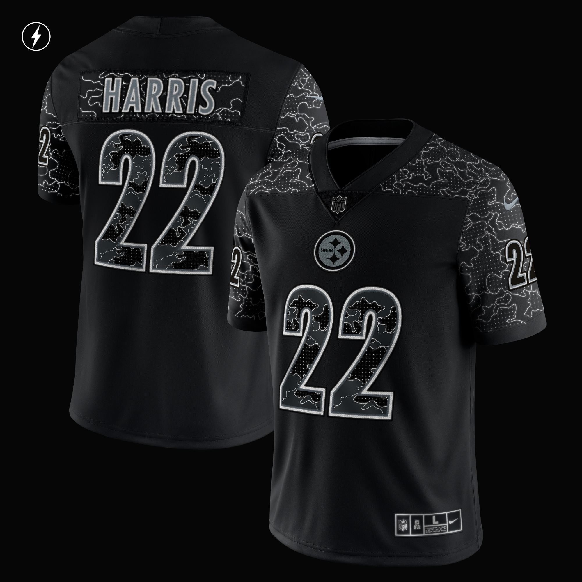Pittsburgh Steelers Najee Harris Black RFLCTV Limited NFL Jersey Men's