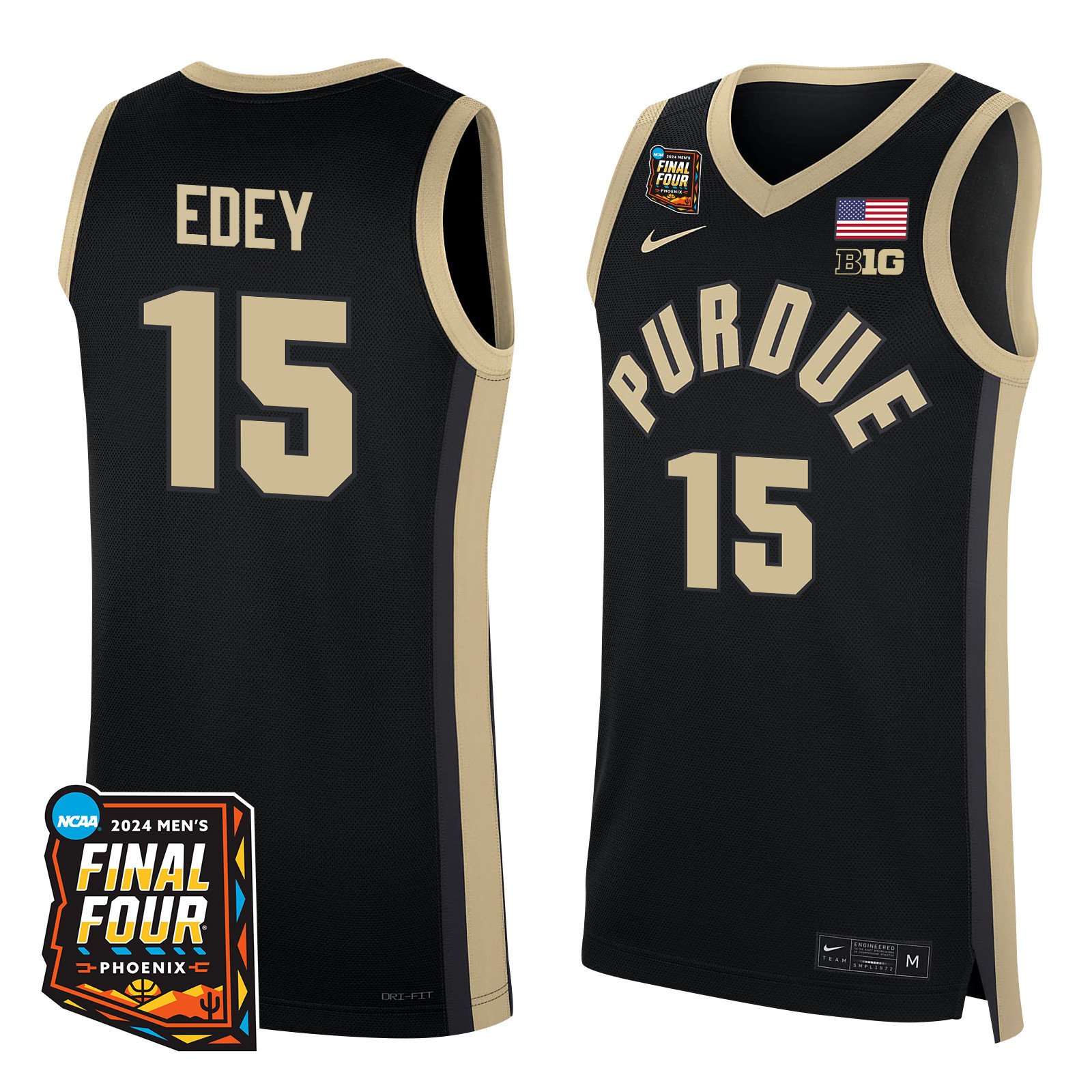 Zach Edey 15 Purdue Boilermakers 2024 Final Four Patch Unisex NCAA Jersey Unisex