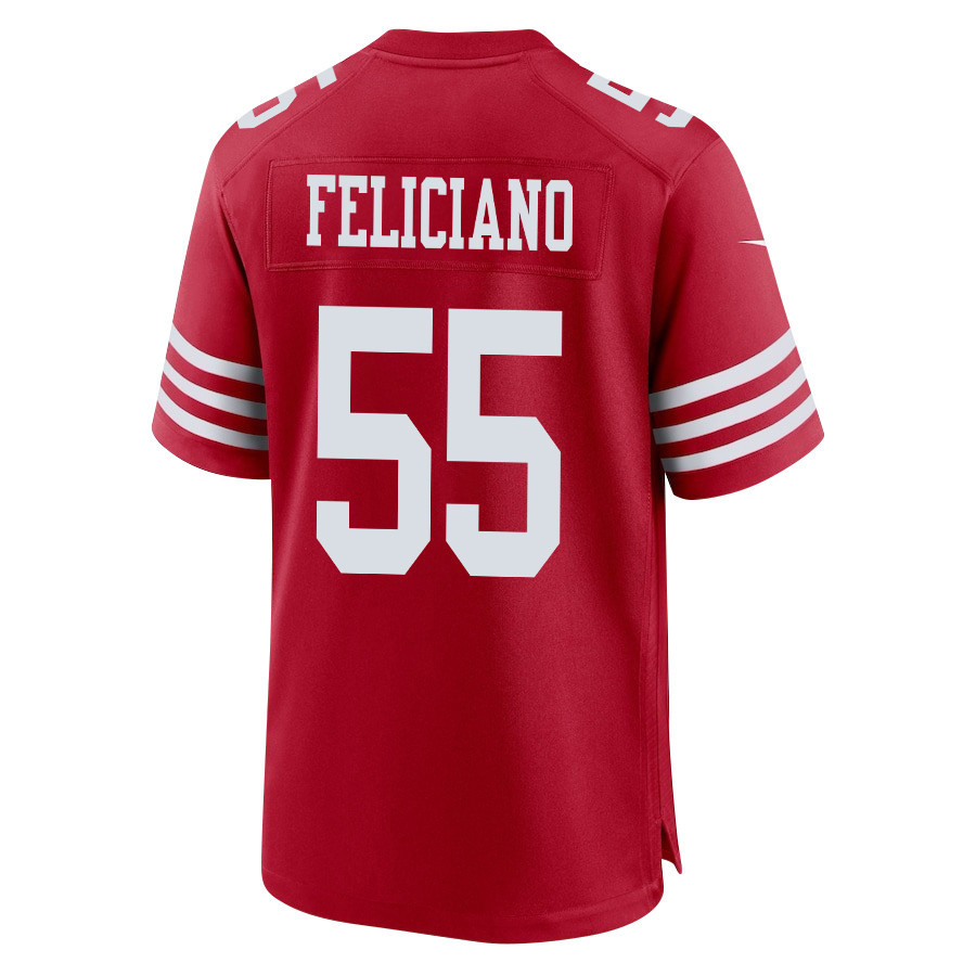 Jon Feliciano 55 San Francisco 49ers NFC Champions Patch Game Scarlet NFL Jersey Men's