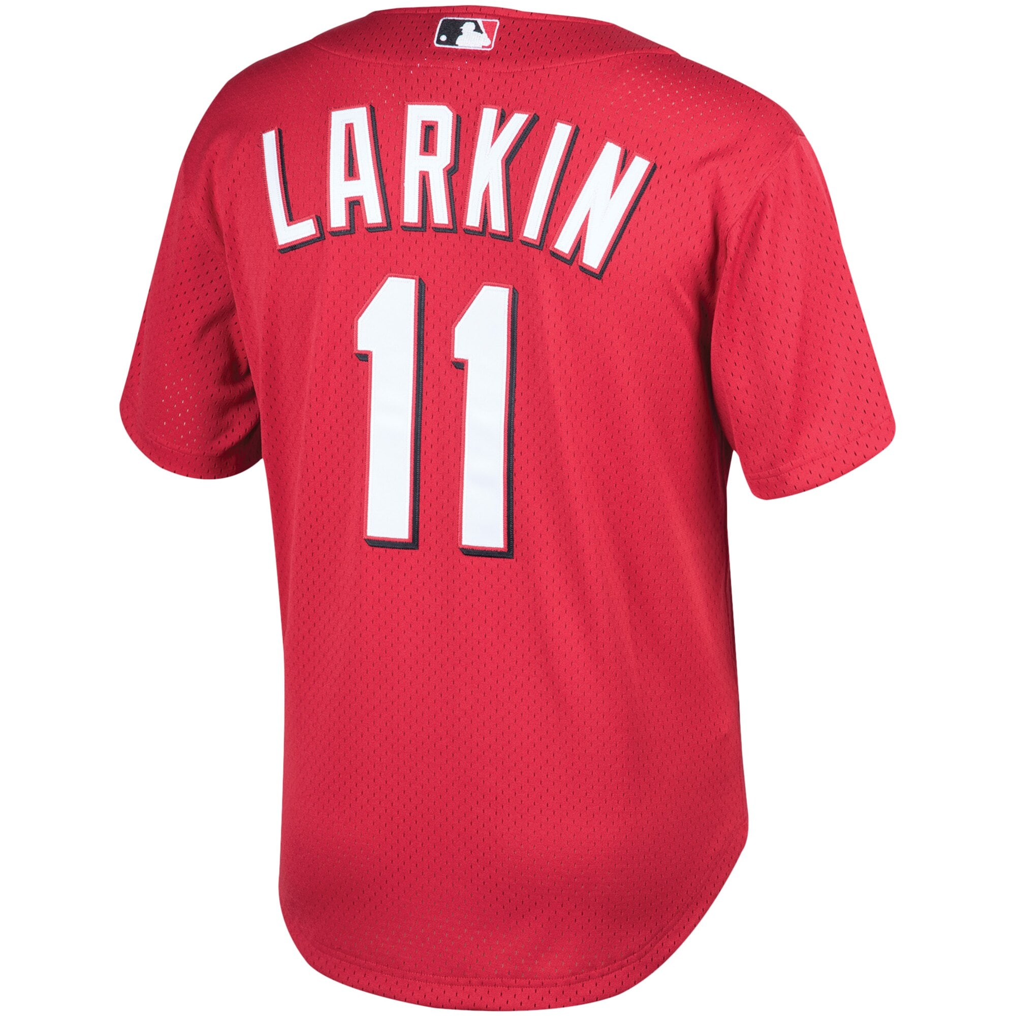 Cincinnati Reds Barry Larkin Mitchell Ness Red Throwback Cooperstown Mesh Batting Practice MLB Jersey Men's