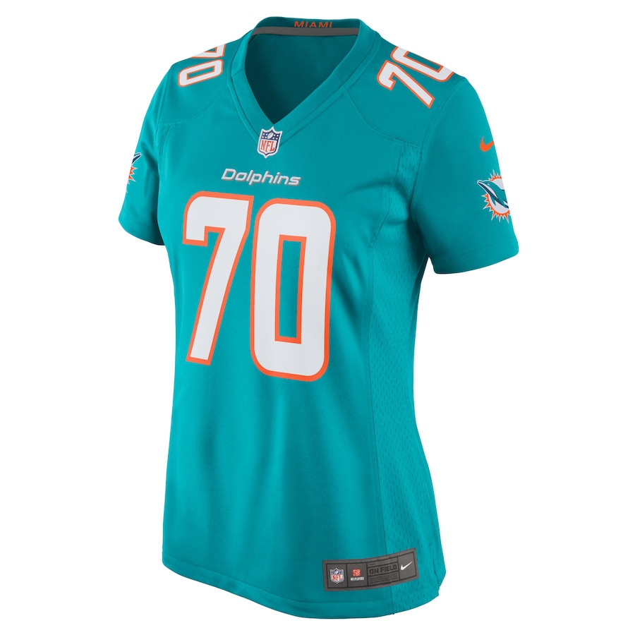 Kendall Lamm 70 Miami Dolphins Home Game Aqua NFL Jersey Women's