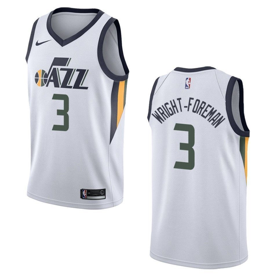 Utah Jazz 3 Justin Wright-foreman Association Swingman White NBA Jersey Men's