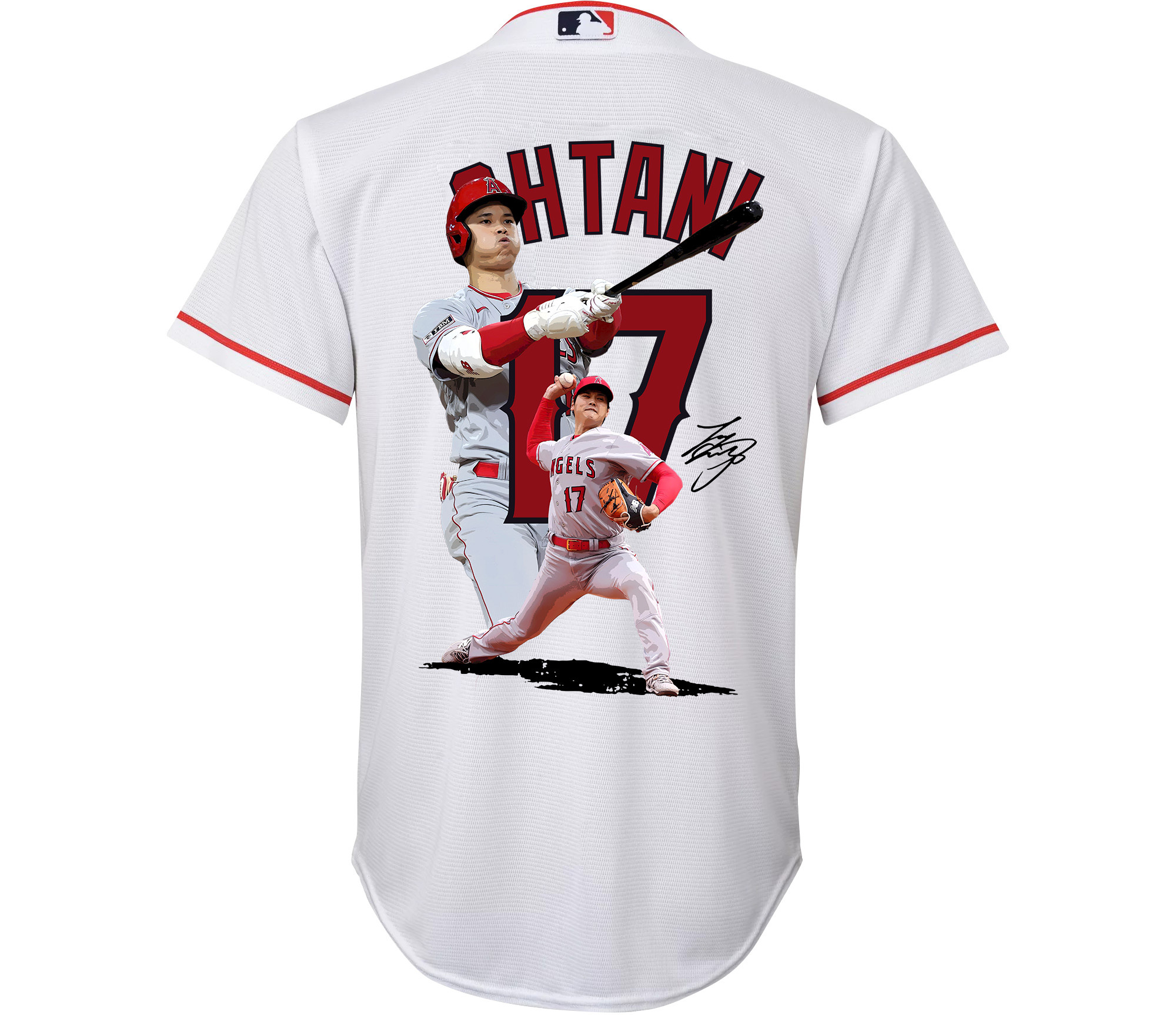 Shohei Ohtani 17 Los Angeles Angels Signed Decisive Blow 2023 Home White MLB Jersey Youth