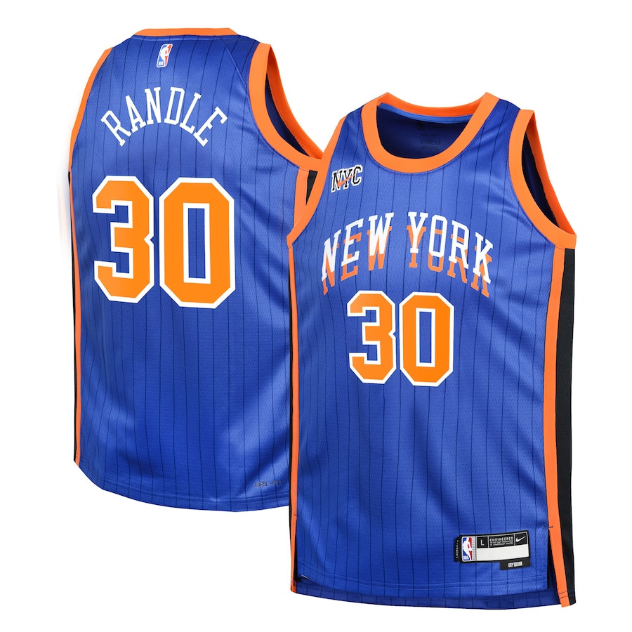 Julius Randle 30 New York Knicks 2023/24 City Edition Swingma Blue NBA Jersey Youth