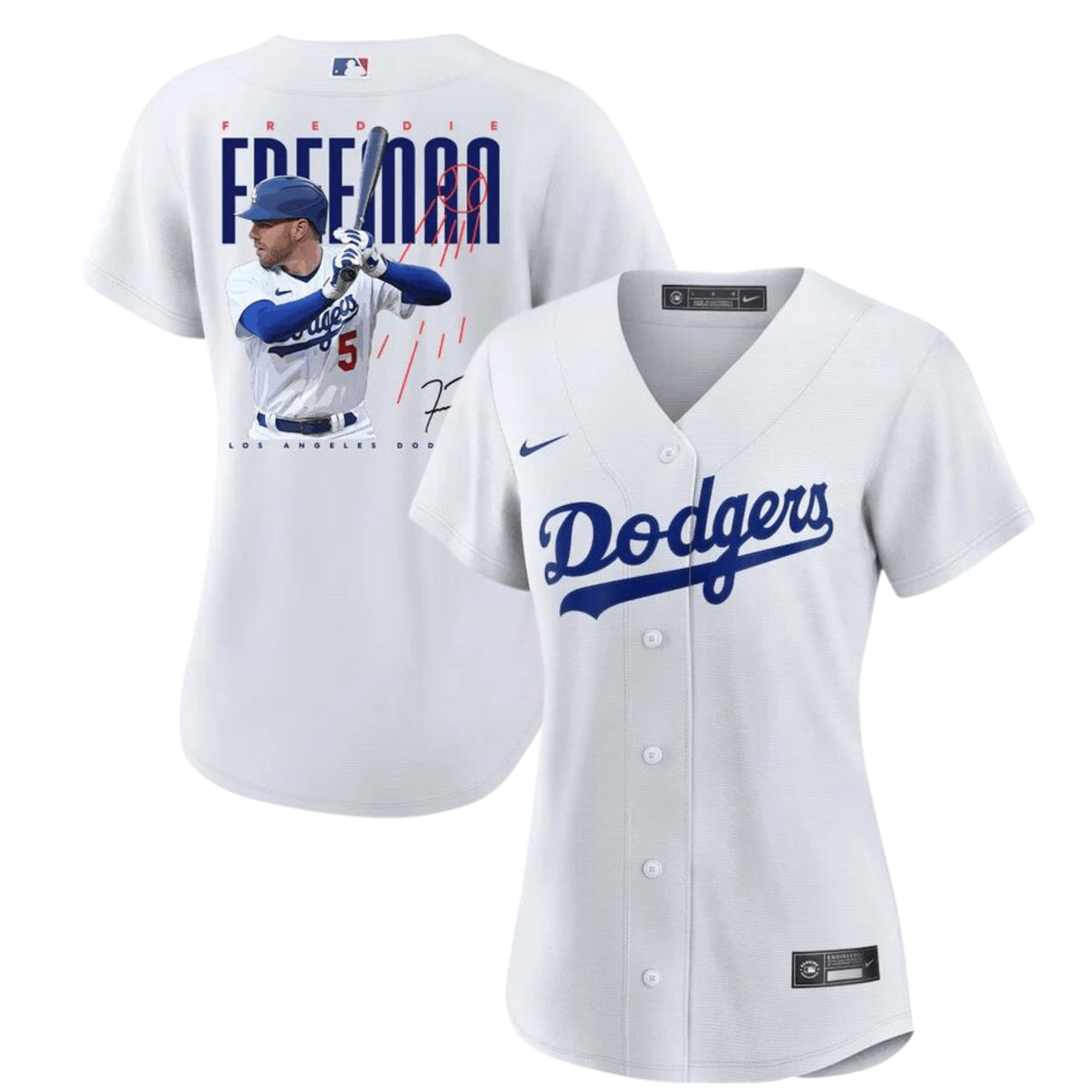 Freddie Freeman 5 Los Angeles Dodgers Signed Logo 2023 Home Player White MLB Jersey Women's