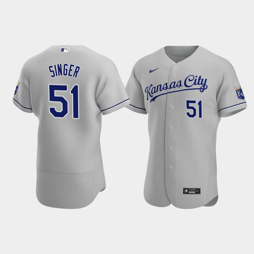 Brady Singer 51 Kansas City Royals Gray Road MLB Jersey Men's